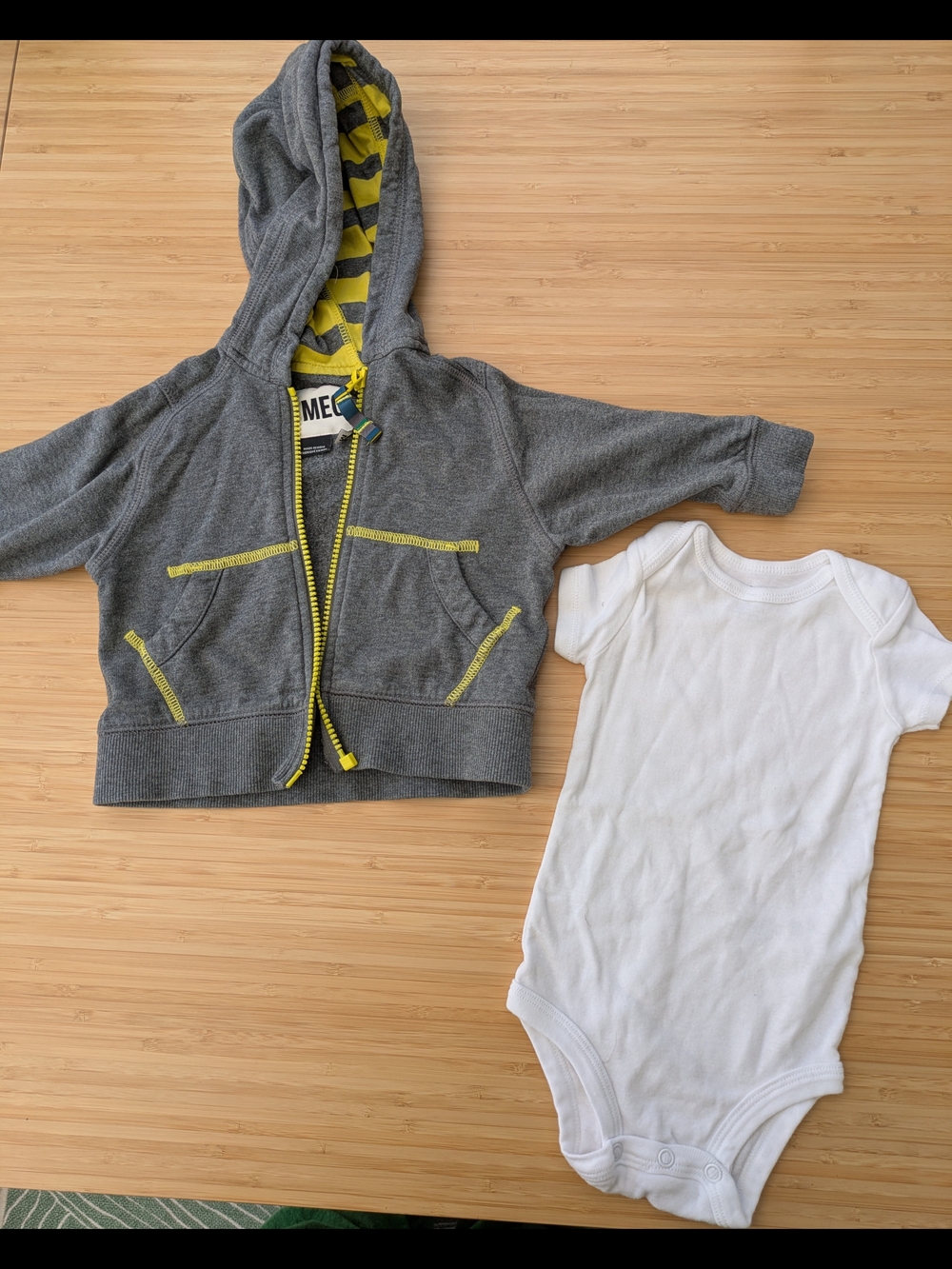 6M Lot - 2 Items - MEC Sweatshirt And White Short -Sleeved Onesie